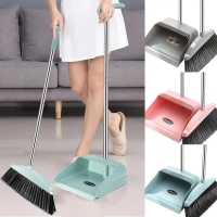 2 in 1 flexible broom and dustpan available in pink,green and grey