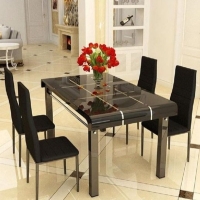 Modern and Luxurious Dining set on offer. Glass 4 Chairs & Dining Room Table. Size 110*70*45cm.