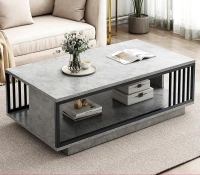 Double layer storage Marble Textured Coffee Table