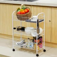 AUXILIARY TROLLEY with wheels and metal mesh trays for kitchen, bathroom, living room