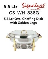 5.5 Ltr Oval Shape Cheffing Dish with Golden Legs  Single Compartment  CS-WH-836G
