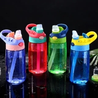 back to school Kids Straw BPA free Water Bottle, Plastic Portable Student Suction Cup 480ml heat resistant* (Good for branding e.g kids name) Colours: Green & Blue, pink, purple Sio Mingi