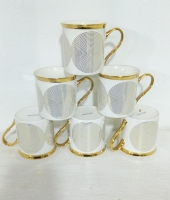 6 Pcs Golden  Coloured Designed Mugs