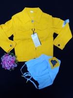 Denim jacket with hat 2-13 years [YELLOW]