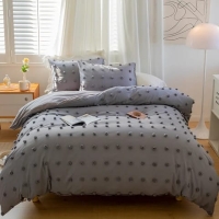Grey 3pc Double / single /dotted Pinch Pleat  Duvet cover set