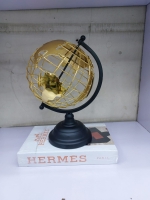 World Map Armando gold perforated table globe with black base