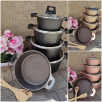 12 pcs unique granite coating cookware set available in Black Grey and Rose-gold