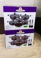 TC Cookware Set 11pcs Cooking Pots with Glass Lids 26cm Frying Pan 1pc Scotch Brite 2pc Nonstick Spoons