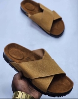 Brown rubber sole strapless quality open shoes for men